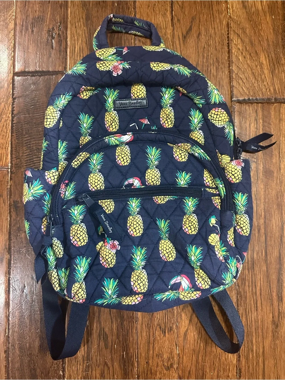 🏝️VERA BRADLEY Mini Backpack Purse Toucan Party Pineapples Small Bookbag Quilted